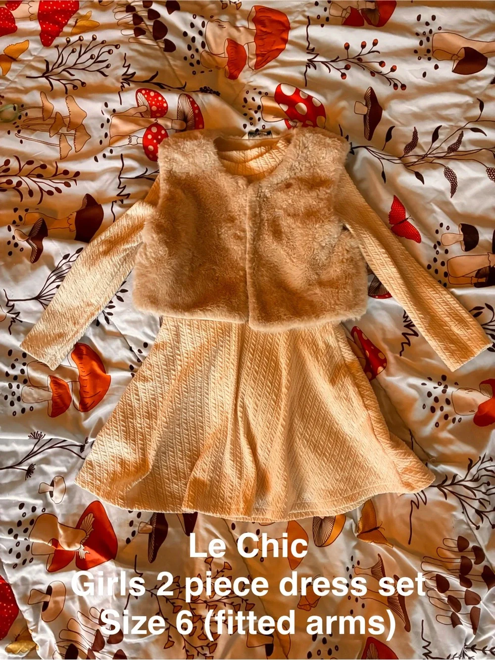 Le chic Girls 2-Piece Dress Set in cream